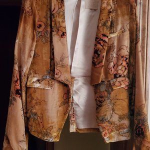 Chaser Velvet Floral Blazer Antique Rose